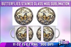 Butterflies Stained Glass Mug Sublimation | 11 oz 15 oz| PNG Product Image 6
