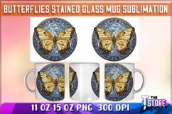 Butterflies Stained Glass Mug Sublimation | 11 oz 15 oz| PNG Product Image 7