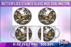 Butterflies Stained Glass Mug Sublimation | 11 oz 15 oz| PNG Product Image 7