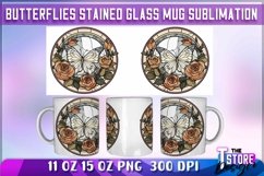 Butterflies Stained Glass Mug Sublimation | 11 oz 15 oz| PNG Product Image 1