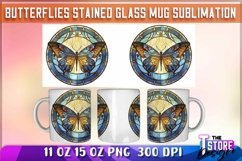 Butterflies Stained Glass Mug Sublimation | 11 oz 15 oz| PNG Product Image 2