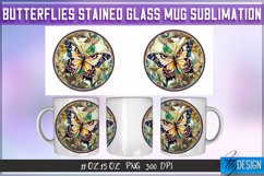 Butterfly Stained Glass Mug Wrap Sublimation Design | Coffee Product Image 1