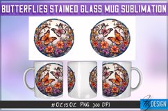 Butterfly Stained Glass Mug Wrap Sublimation Design | Coffee Product Image 1