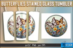 Butterflies Stained Glass Tumbler Sublimation| 20oz Wrap Product Image 1