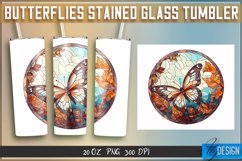 Butterflies Stained Glass Tumbler Sublimation| 20oz Wrap Product Image 1