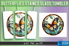 Butterflies Stained Glass Tumbler Sublimation| 20oz Wrap Product Image 1