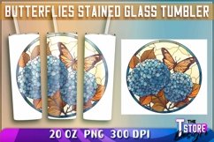 Butterflies Stained Glass Tumblers Wrap 20 oz. | PNG 300 DPI Product Image 1