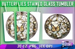 Butterflies Stained Glass Tumblers Wrap 20 oz. | PNG 300 DPI Product Image 1