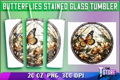 Butterflies Stained Glass Tumblers Wrap 20 oz. | PNG 300 DPI Product Image 5