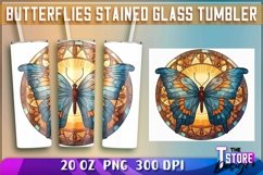 Butterflies Stained Glass Tumblers Wrap 20 oz. | PNG 300 DPI Product Image 1