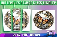 Butterflies Stained Glass Tumblers Wrap 20 oz. | PNG 300 DPI Product Image 1