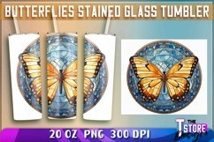 Butterflies Stained Glass Tumblers Wrap 20 oz. | PNG 300 DPI Product Image 1