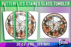 Butterflies Stained Glass Tumblers Wrap 20 oz. | PNG 300 DPI Product Image 2