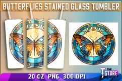 Butterflies Stained Glass Tumblers Wrap 20 oz. | PNG 300 DPI Product Image 1