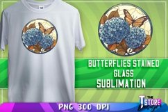 Butterflies Stained Glass Sublimation | T-Shirt Design | PNG Product Image 7
