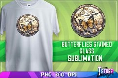 Butterflies Stained Glass Sublimation | T-Shirt Design | PNG Product Image 1
