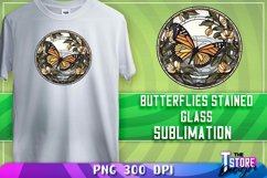 Butterflies Stained Glass Sublimation | T-Shirt Design | PNG Product Image 17