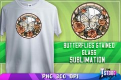 Butterflies Stained Glass Sublimation | T-Shirt Design | PNG Product Image 1