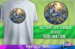 Butterflies Stained Glass Sublimation | T-Shirt Design | PNG Product Image 8