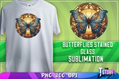 Butterflies Stained Glass Sublimation | T-Shirt Design | PNG Product Image 1