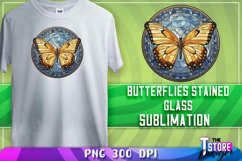 Butterflies Stained Glass Sublimation | T-Shirt Design | PNG Product Image 11