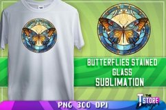 Butterflies Stained Glass Sublimation | T-Shirt Design | PNG Product Image 12