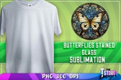 Butterflies Stained Glass Sublimation | T-Shirt Design | PNG Product Image 13