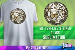 Butterflies Stained Glass Sublimation | T-Shirt Design | PNG Product Image 14