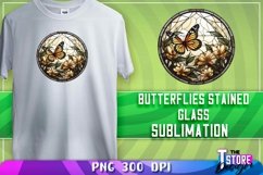 Butterflies Stained Glass Sublimation | T-Shirt Design | PNG Product Image 15