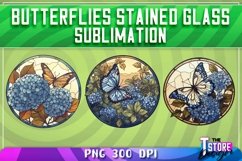 Butterflies Stained Glass Sublimation | T-Shirt Design | PNG Product Image 3