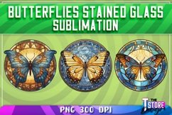 Butterflies Stained Glass Sublimation | T-Shirt Design | PNG Product Image 4