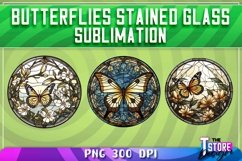 Butterflies Stained Glass Sublimation | T-Shirt Design | PNG Product Image 5