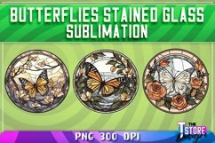 Butterflies Stained Glass Sublimation | T-Shirt Design | PNG Product Image 2