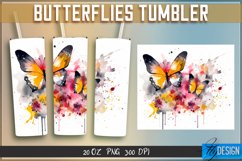 Butterfly Sublimation PNG | 20 Oz Straight Skinny Tumbler v1 Product Image 2