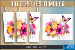 Butterfly Sublimation PNG | 20 Oz Straight Skinny Tumbler v1 Product Image 3
