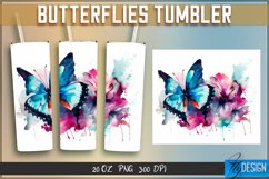 Butterfly Sublimation PNG | 20 Oz Straight Skinny Tumbler v1 Product Image 4