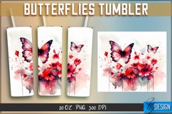 Butterfly Sublimation PNG | 20 Oz Straight Skinny Tumbler v1 Product Image 5
