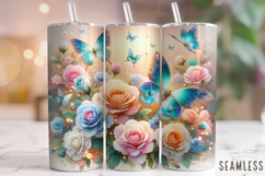 Butterfly Tumbler Wrap PNG, Floral Butterflies Tumbler Wrap Product Image 1