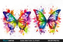 Watercolor Butterflies Illustration Clipart Product Image 1