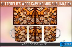 Butterfly Wood Carving Effect Mug Sublimation|11Oz 15Oz Mug Product Image 1