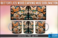 Butterfly Wood Carving Effect Mug Sublimation|11Oz 15Oz Mug Product Image 1
