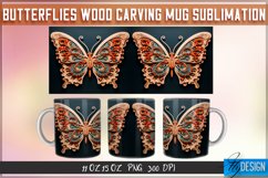 Butterfly Wood Carving Effect Mug Sublimation|11Oz 15Oz Mug Product Image 1