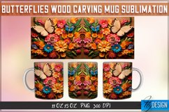 Butterfly Wood Carving Effect Mug Sublimation|11Oz 15Oz Mug Product Image 1