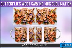 Butterfly Wood Carving Effect Mug Sublimation|11Oz 15Oz Mug Product Image 1