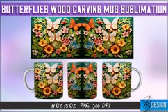 Butterfly Wood Carving Effect Mug Sublimation|11Oz 15Oz Mug Product Image 1