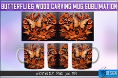 Butterfly Wood Carving Effect Mug Sublimation|11Oz 15Oz Mug Product Image 1