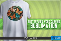 Buttefly Wood Carving Effect Sublimation Design | Butterfly Product Image 2