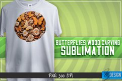 Buttefly Wood Carving Effect Sublimation Design | Butterfly Product Image 3