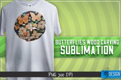 Buttefly Wood Carving Effect Sublimation Design | Butterfly Product Image 1