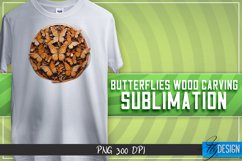 Buttefly Wood Carving Effect Sublimation Design | Butterfly Product Image 5